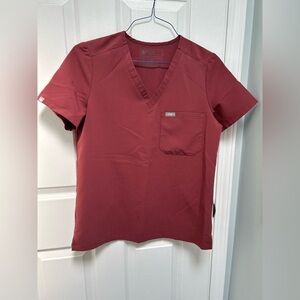 Figs Burgundy Catarina One Pocket Scrub Top